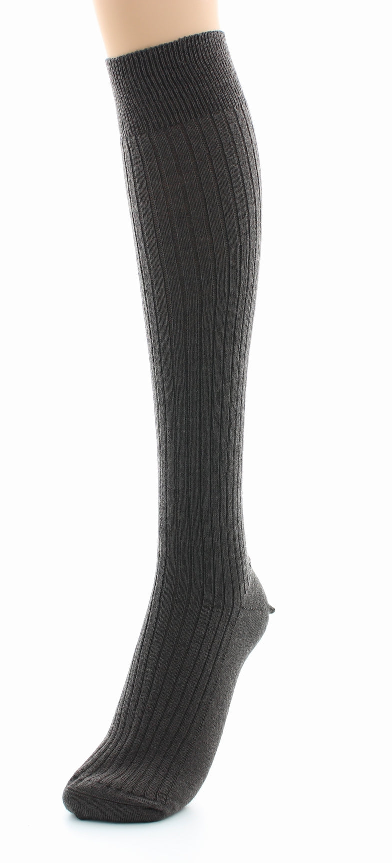 Chaussettes hautes mixtes à côtes derby en laine vierge mélangée MARRON