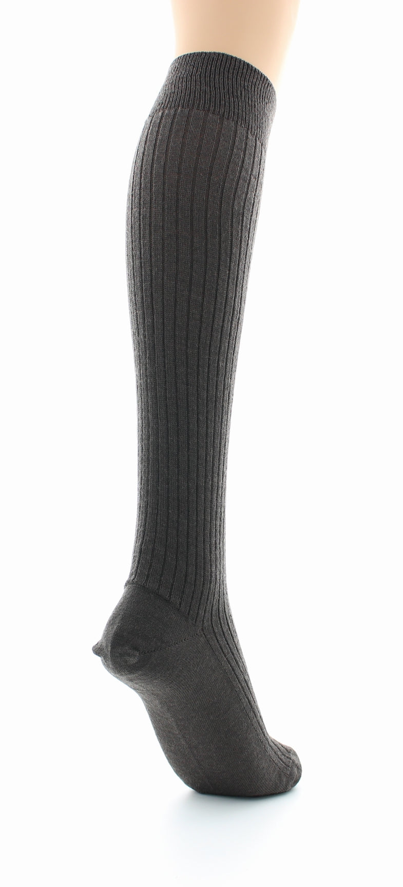 Chaussettes hautes mixtes à côtes derby en laine vierge mélangée MARRON