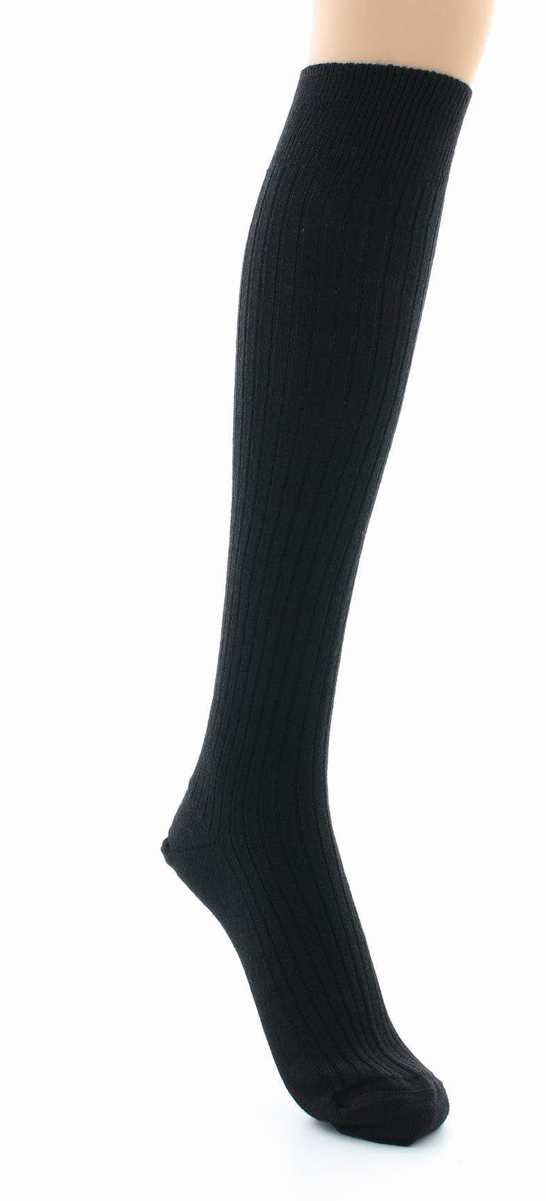 Chaussettes hautes mixtes à côtes derby en laine vierge mélangée NOIR