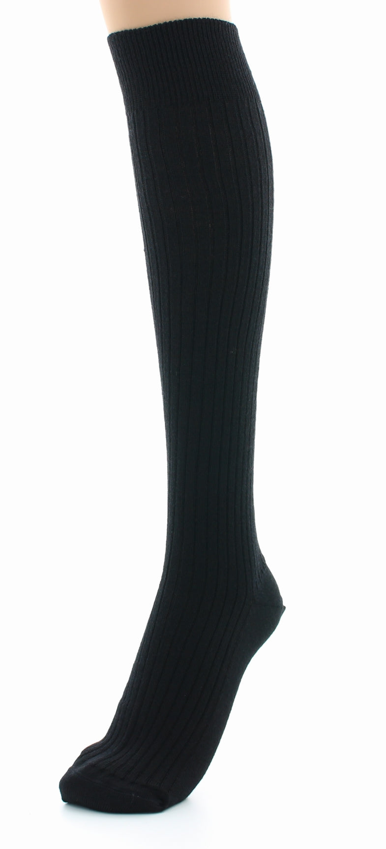 Chaussettes hautes mixtes à côtes derby en laine vierge mélangée NOIR