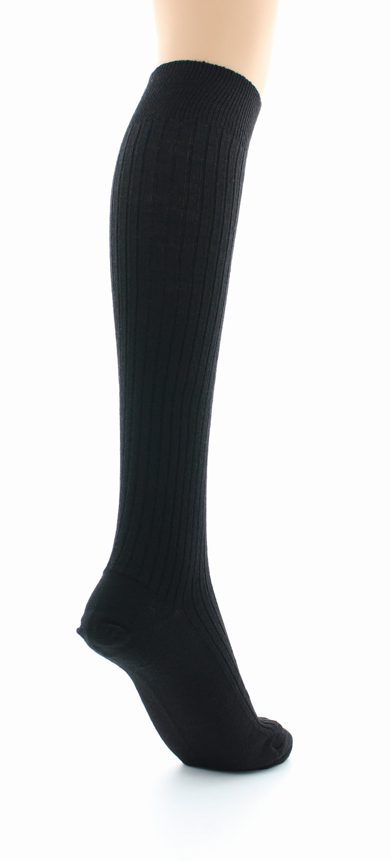 Chaussettes hautes mixtes à côtes derby en laine vierge mélangée NOIR