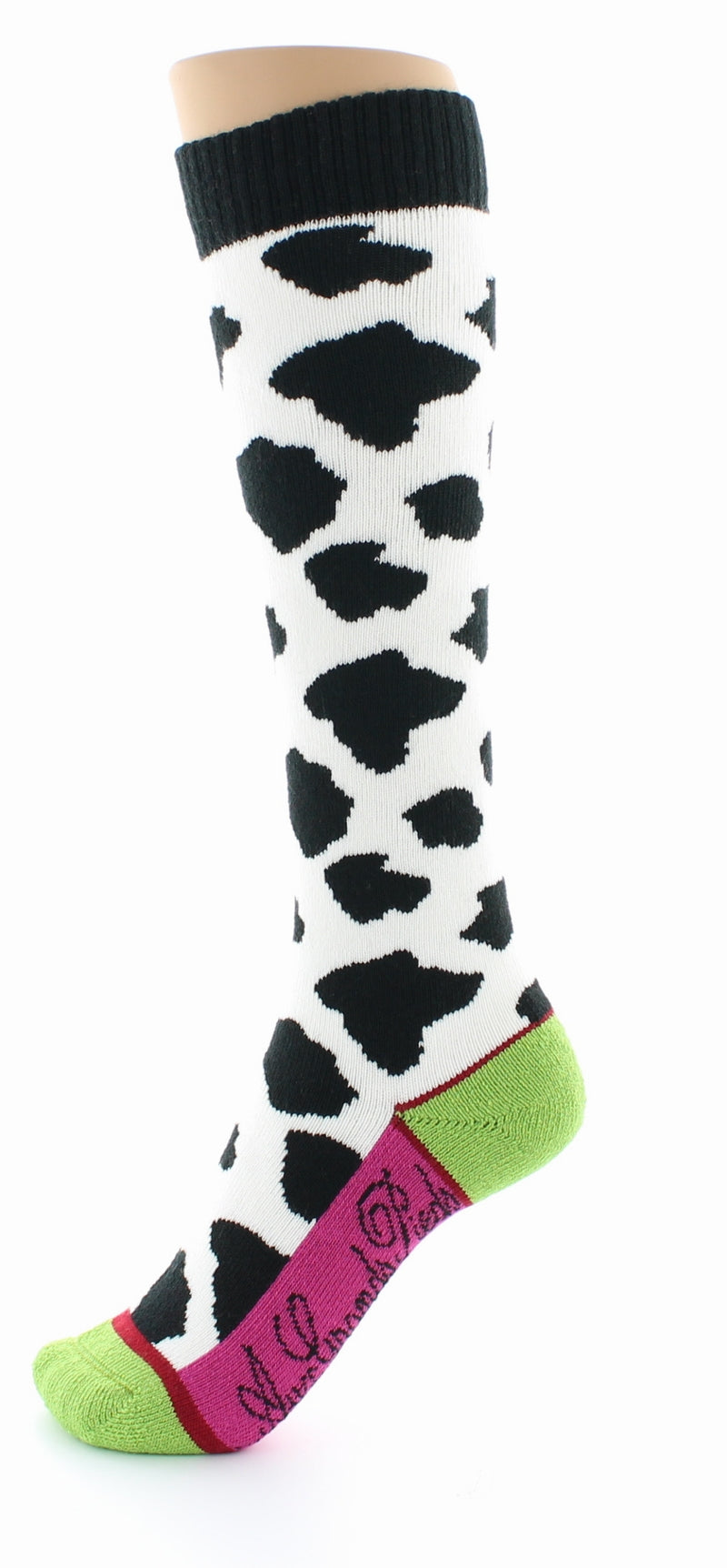 Chaussettes hautes Vache laine et coton NOIR-ECRU