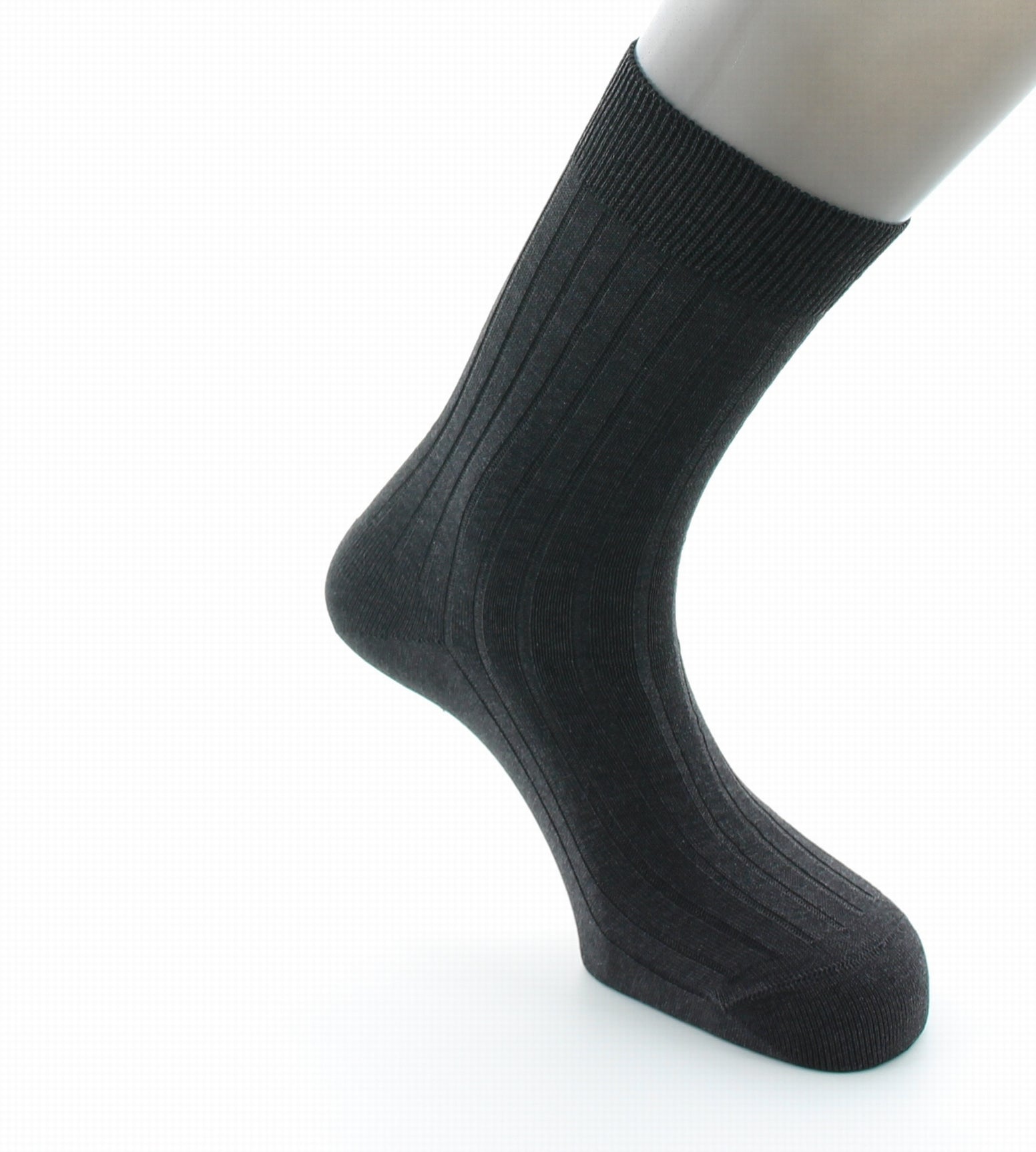 Chaussettes homme à côtes derby en pur coton fil d'Écosse ACIER