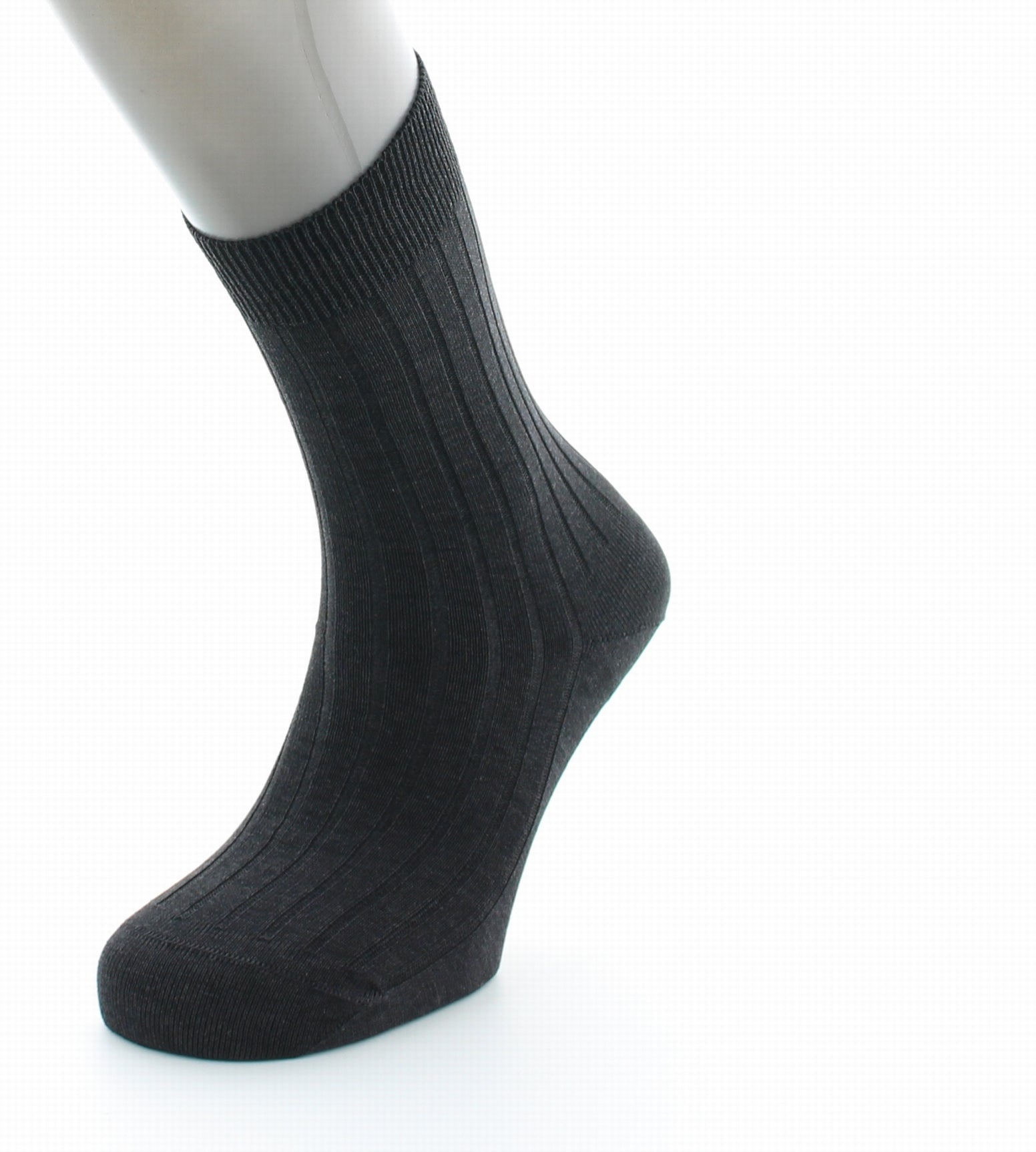 Chaussettes homme à côtes derby en pur coton fil d'Écosse ACIER
