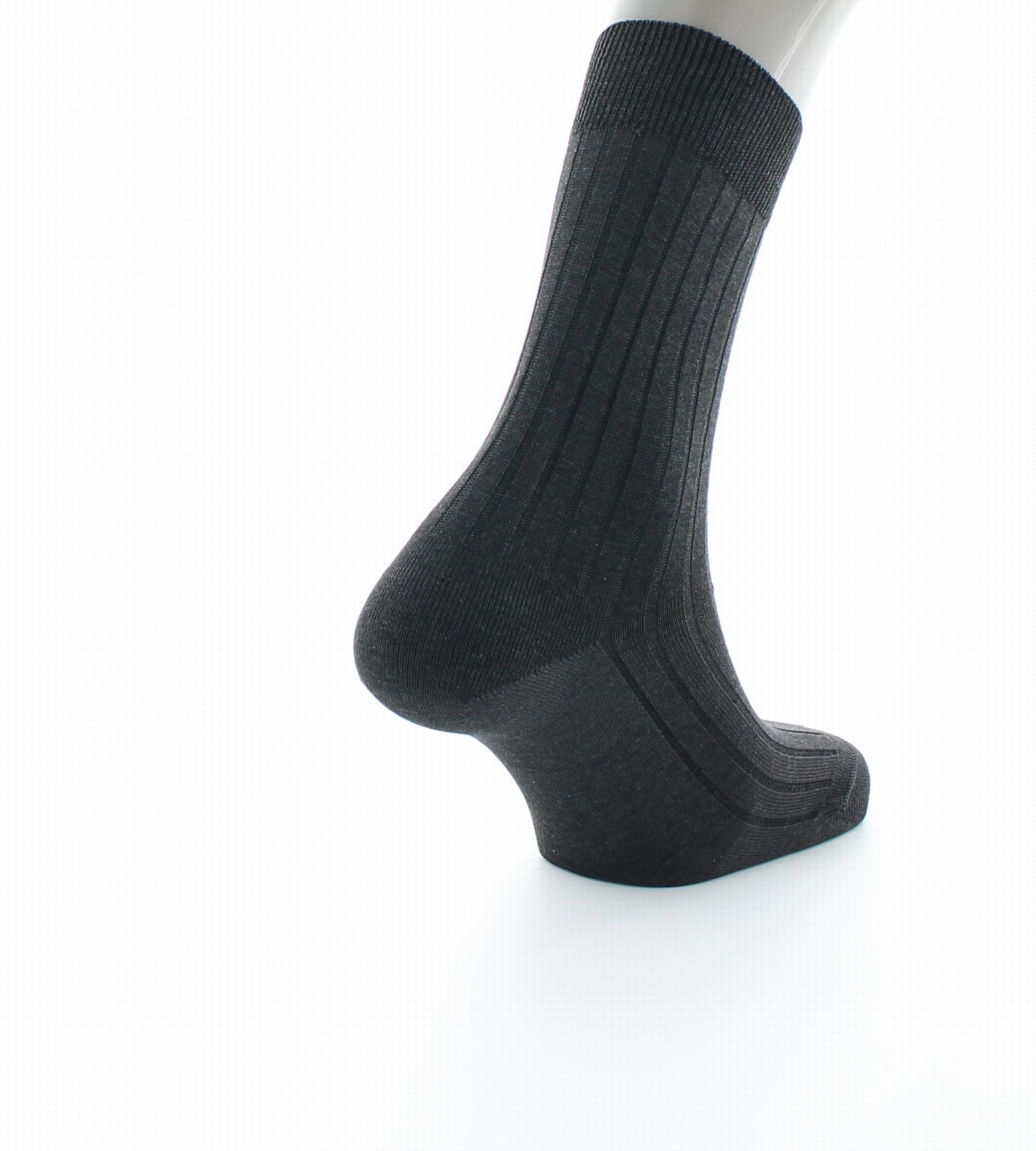 Chaussettes homme à côtes derby en pur coton fil d'Écosse ACIER