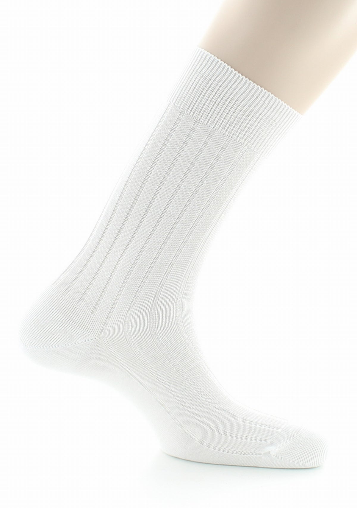 Chaussettes homme à côtes derby en pur coton fil d'Écosse BLANC