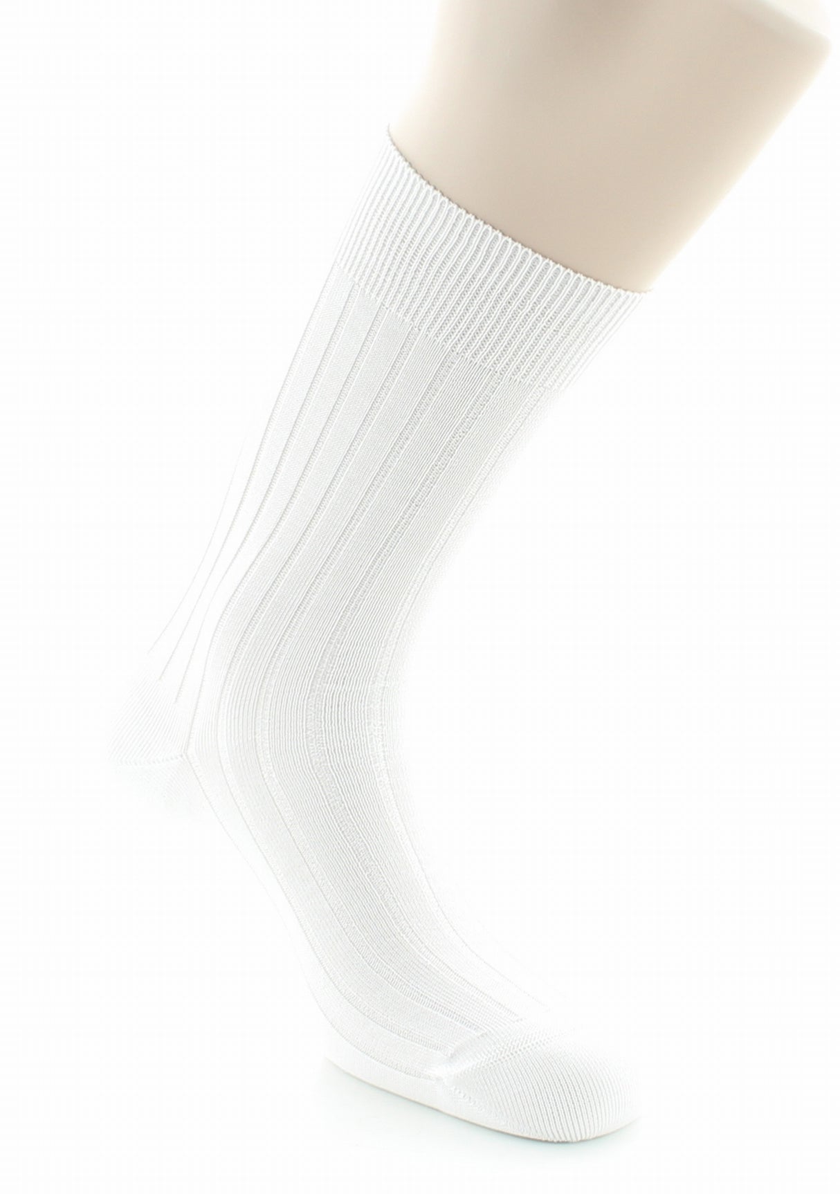 Chaussettes homme à côtes derby en pur coton fil d'Écosse BLANC