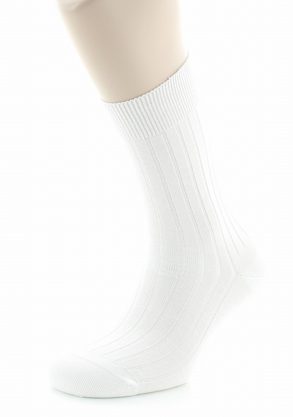 Chaussettes homme à côtes derby en pur coton fil d'Écosse BLANC