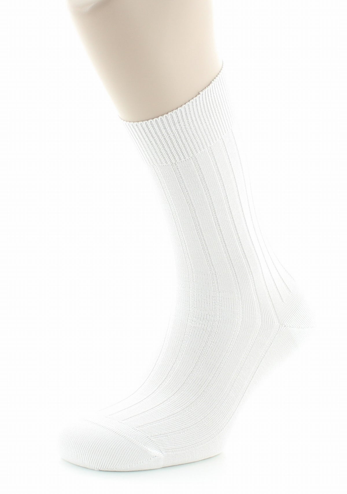 Chaussettes homme à côtes derby en pur coton fil d'Écosse BLANC