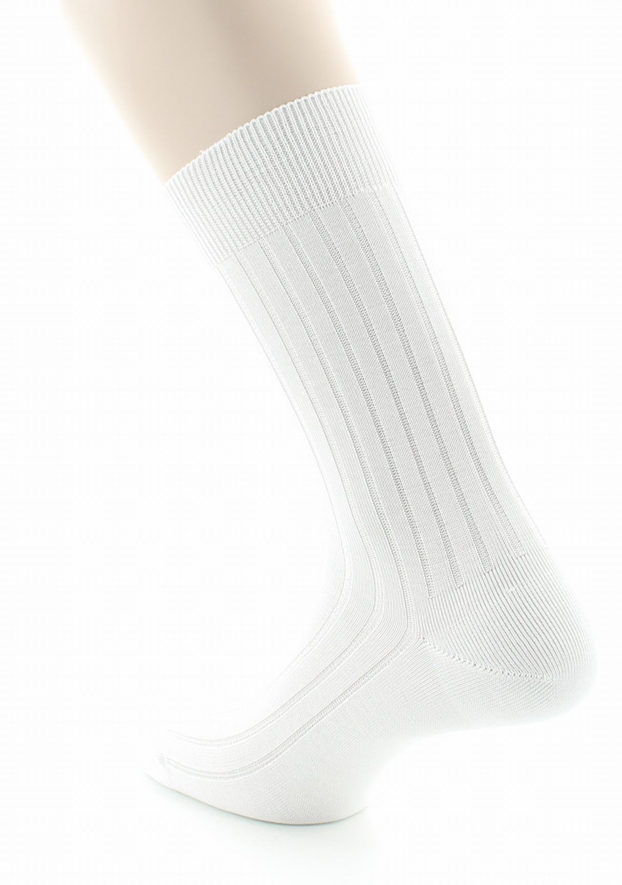 Chaussettes homme à côtes derby en pur coton fil d'Écosse BLANC