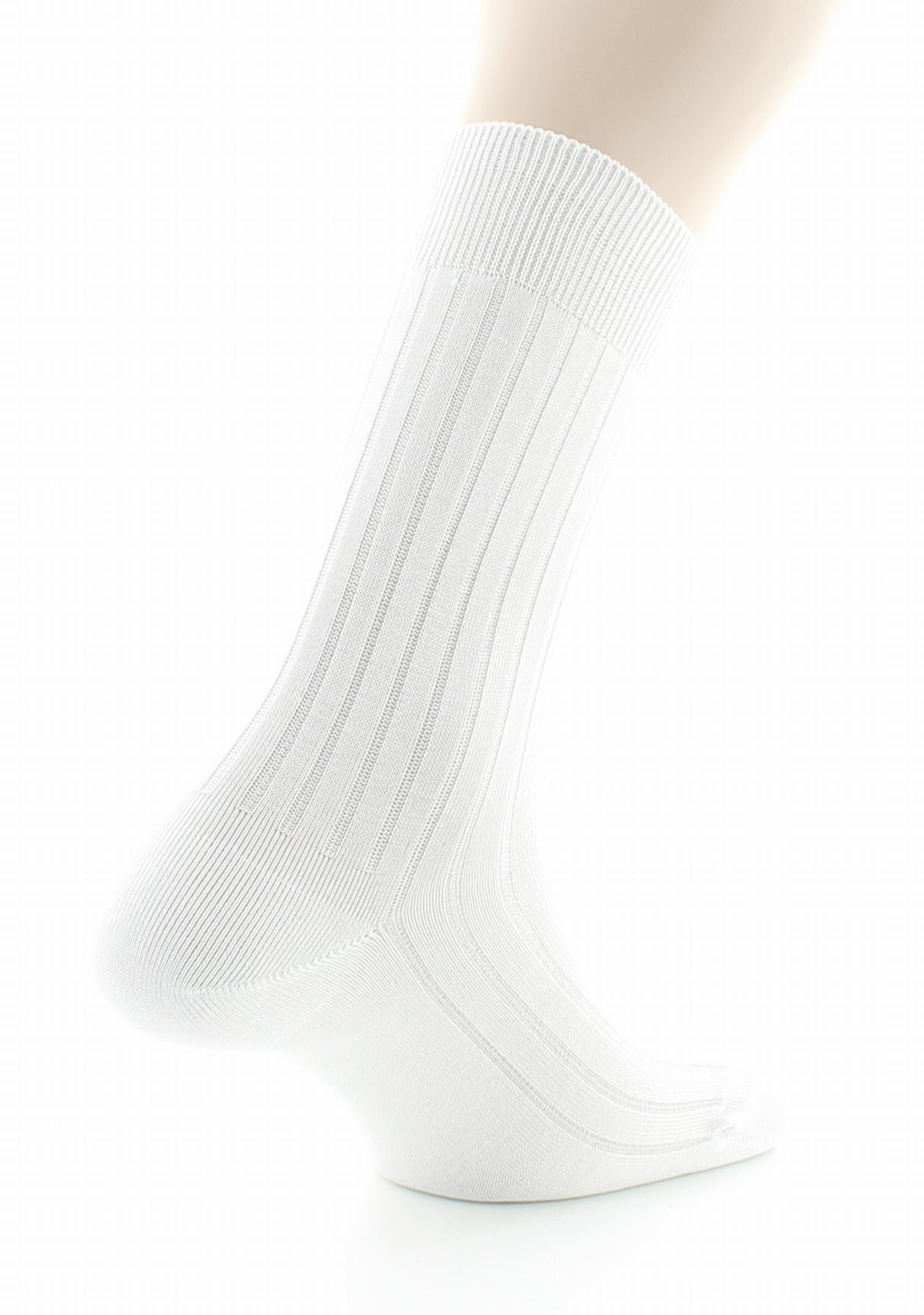 Chaussettes homme à côtes derby en pur coton fil d'Écosse BLANC