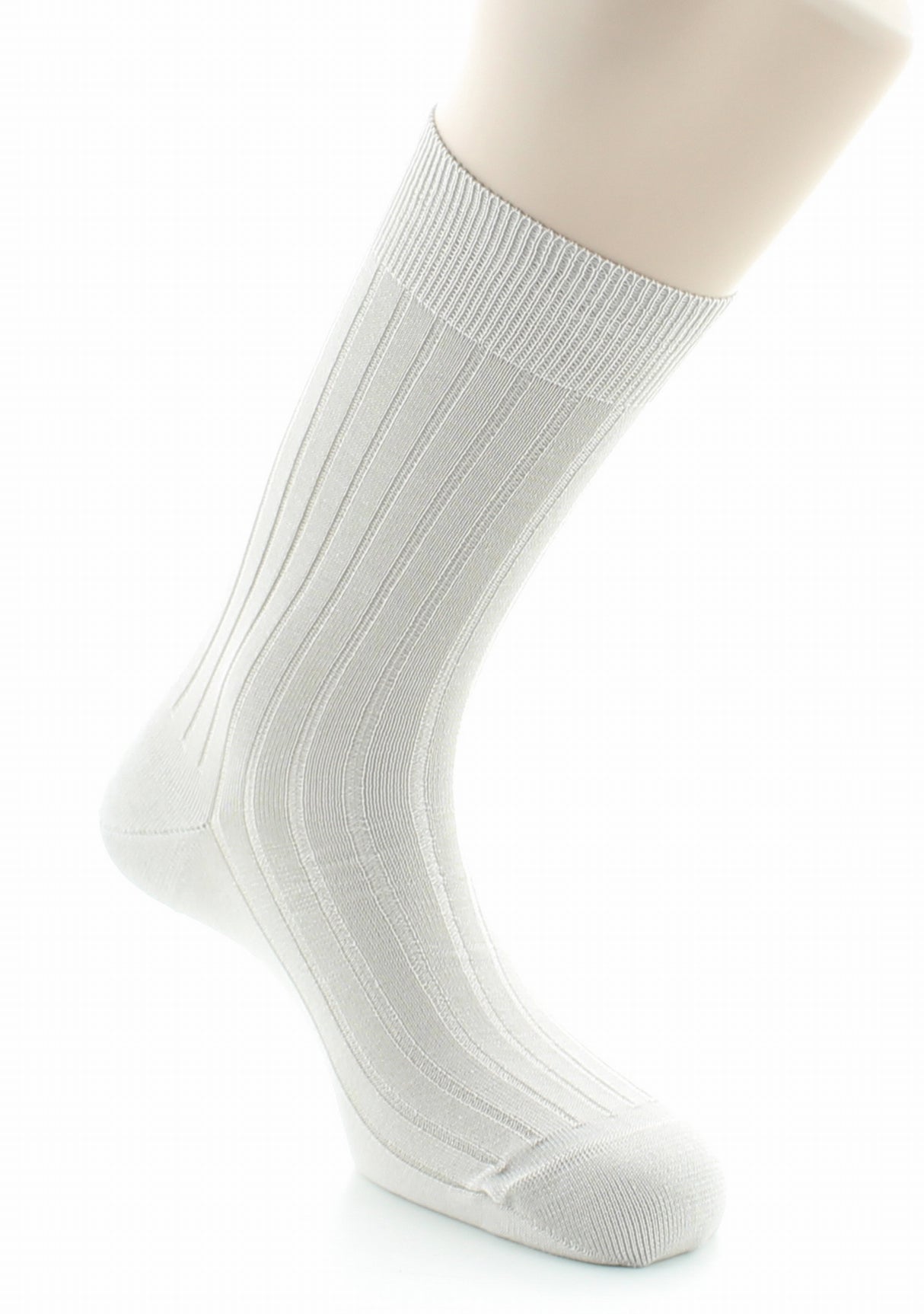 Chaussettes homme à côtes derby en pur coton fil d'Écosse GRIS CLAIR