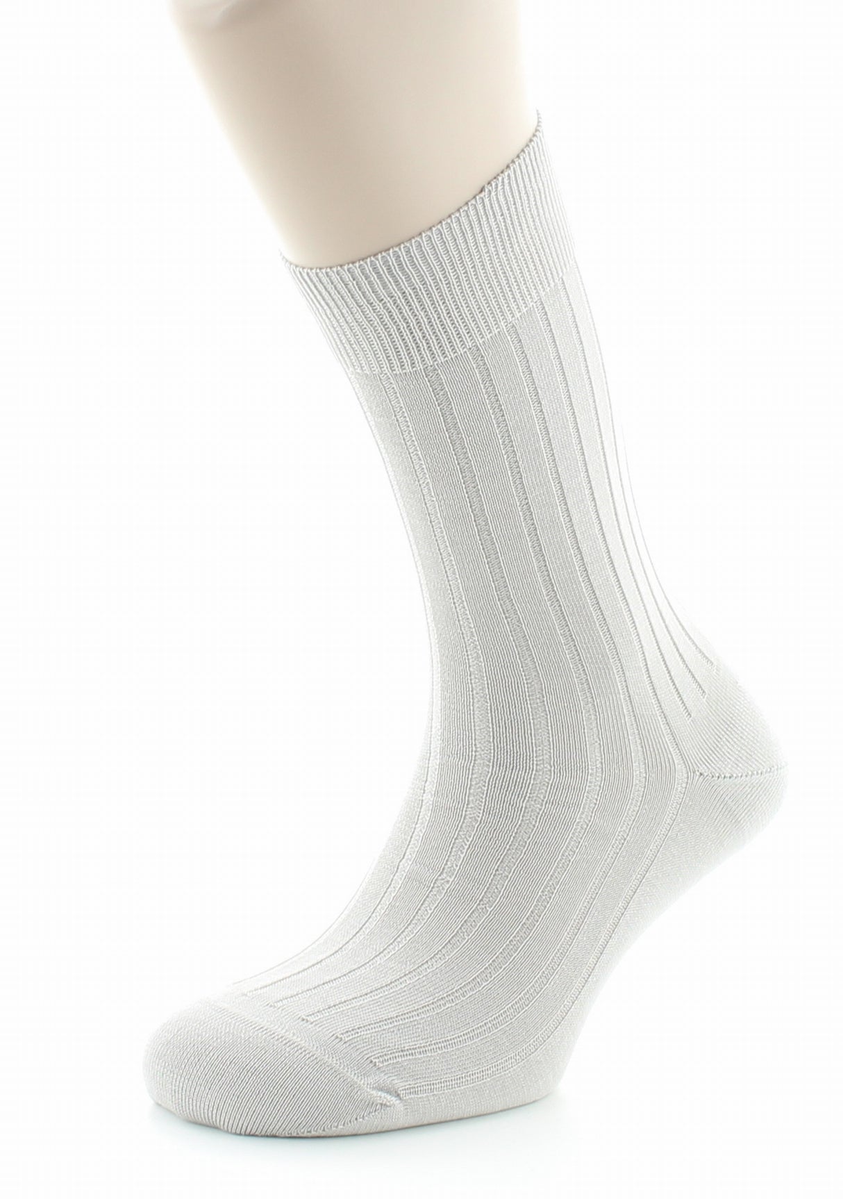 Chaussettes homme à côtes derby en pur coton fil d'Écosse GRIS CLAIR