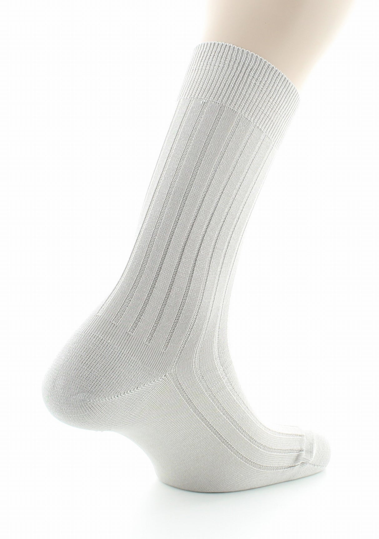 Chaussettes homme à côtes derby en pur coton fil d'Écosse GRIS CLAIR