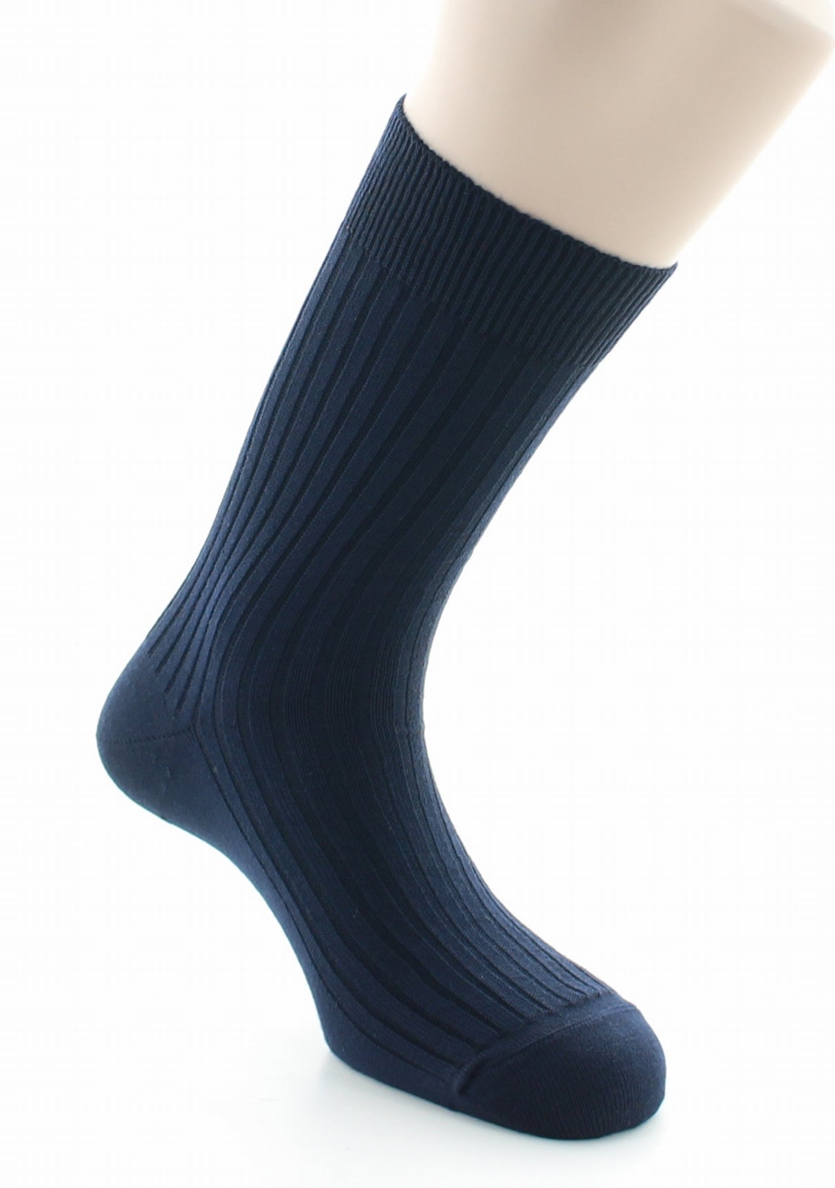 Chaussettes homme à côtes derby en pur coton fil d'Écosse MARINE