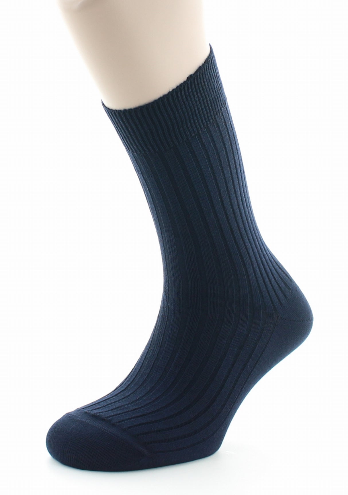 Chaussettes homme à côtes derby en pur coton fil d'Écosse MARINE