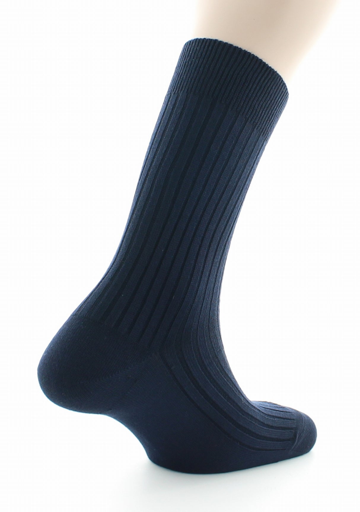 Chaussettes homme à côtes derby en pur coton fil d'Écosse MARINE