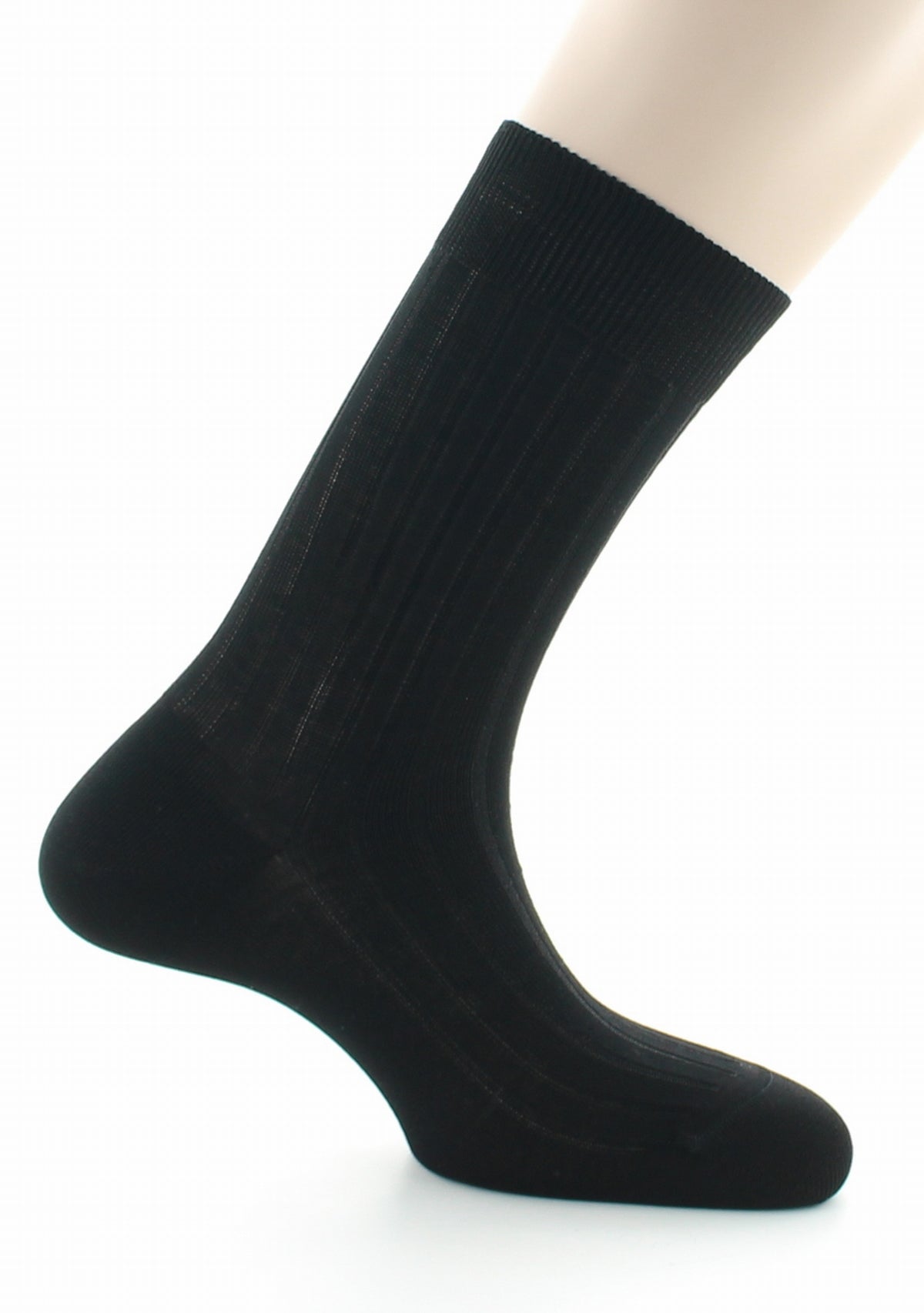 Chaussettes homme à côtes derby en pur coton fil d'Écosse NOIR