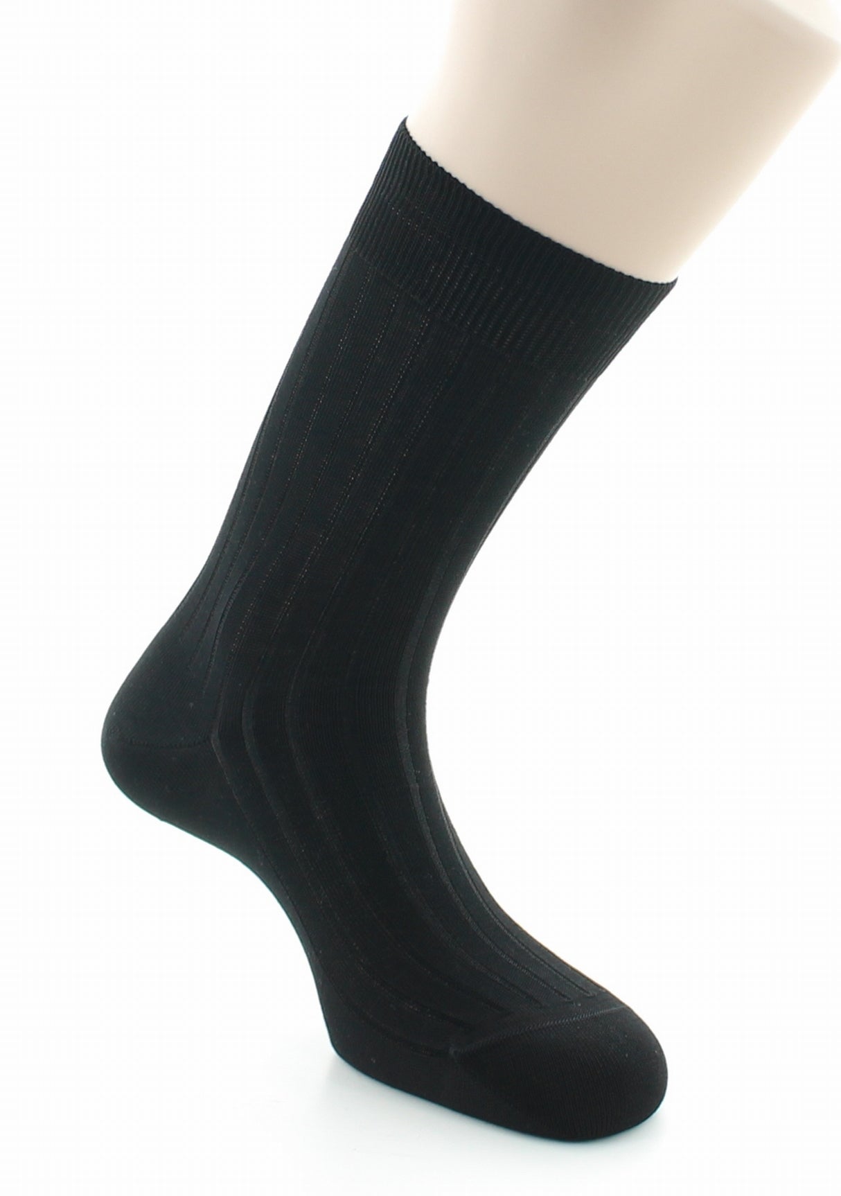 Chaussettes homme à côtes derby en pur coton fil d'Écosse NOIR