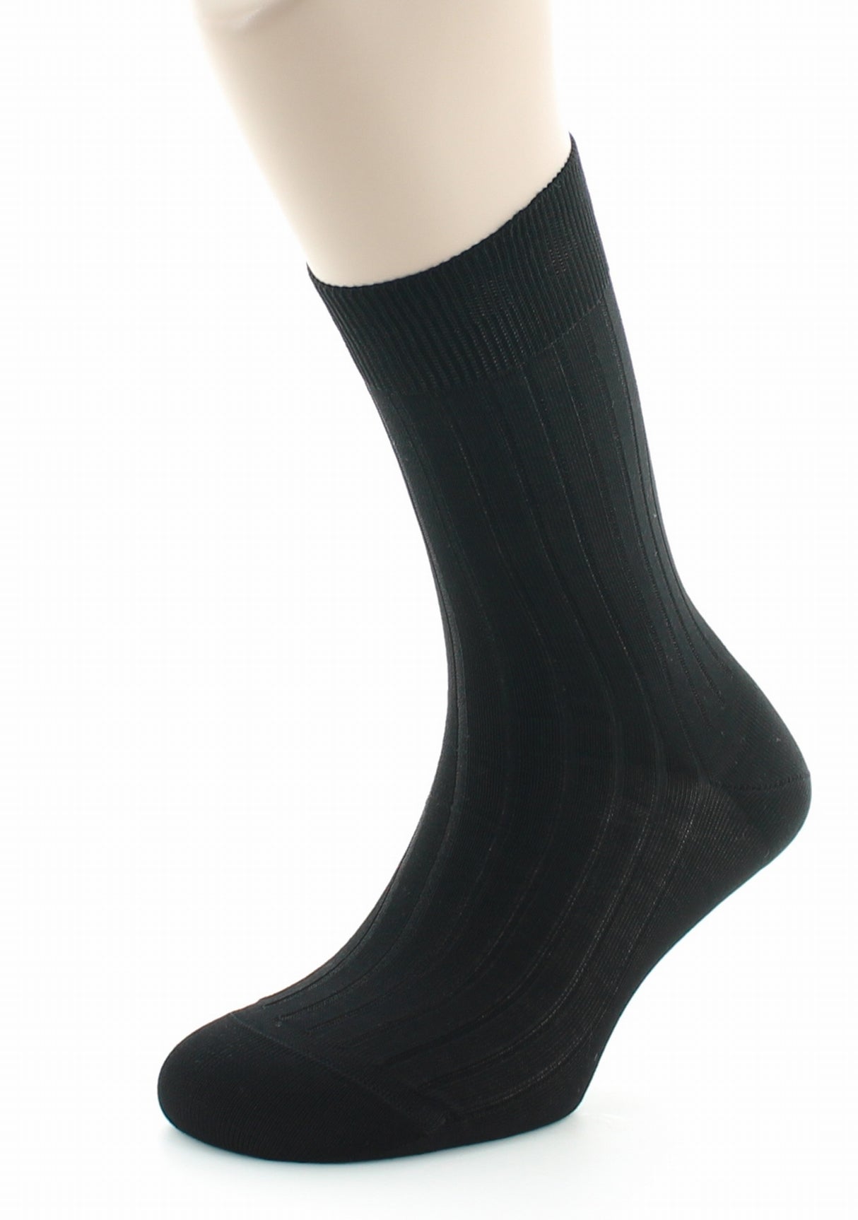 Chaussettes homme à côtes derby en pur coton fil d'Écosse NOIR