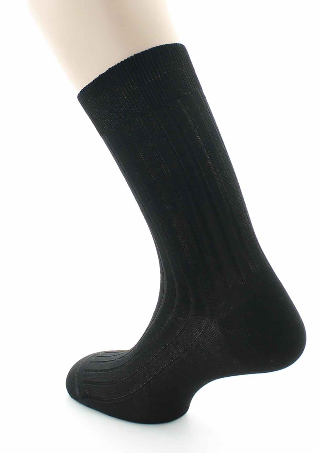 Chaussettes homme à côtes derby en pur coton fil d'Écosse NOIR