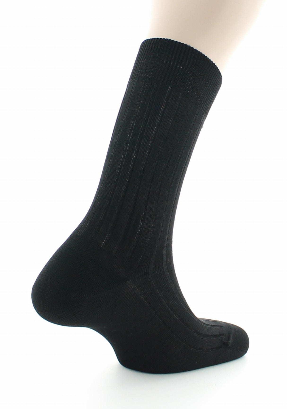 Chaussettes homme à côtes derby en pur coton fil d'Écosse NOIR