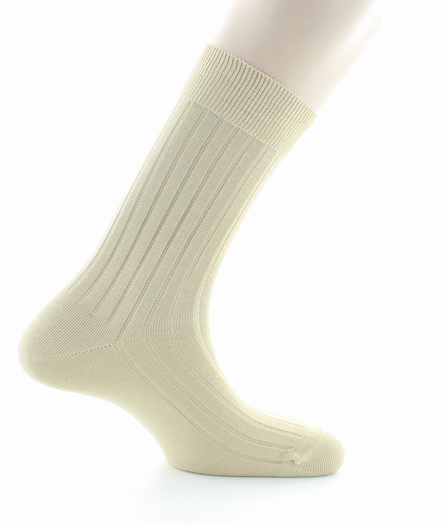 Chaussettes homme à côtes derby en pur coton fil d'Écosse SABLE