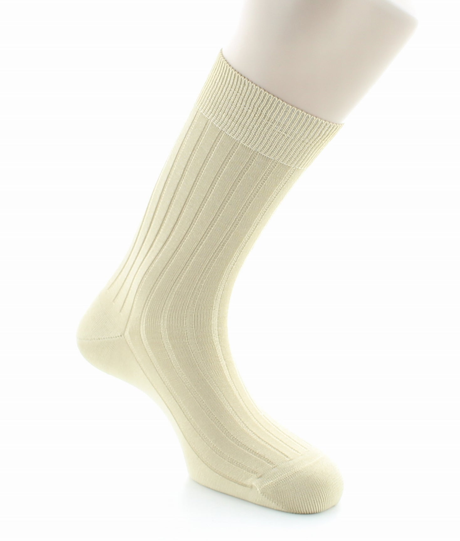 Chaussettes homme à côtes derby en pur coton fil d'Écosse SABLE
