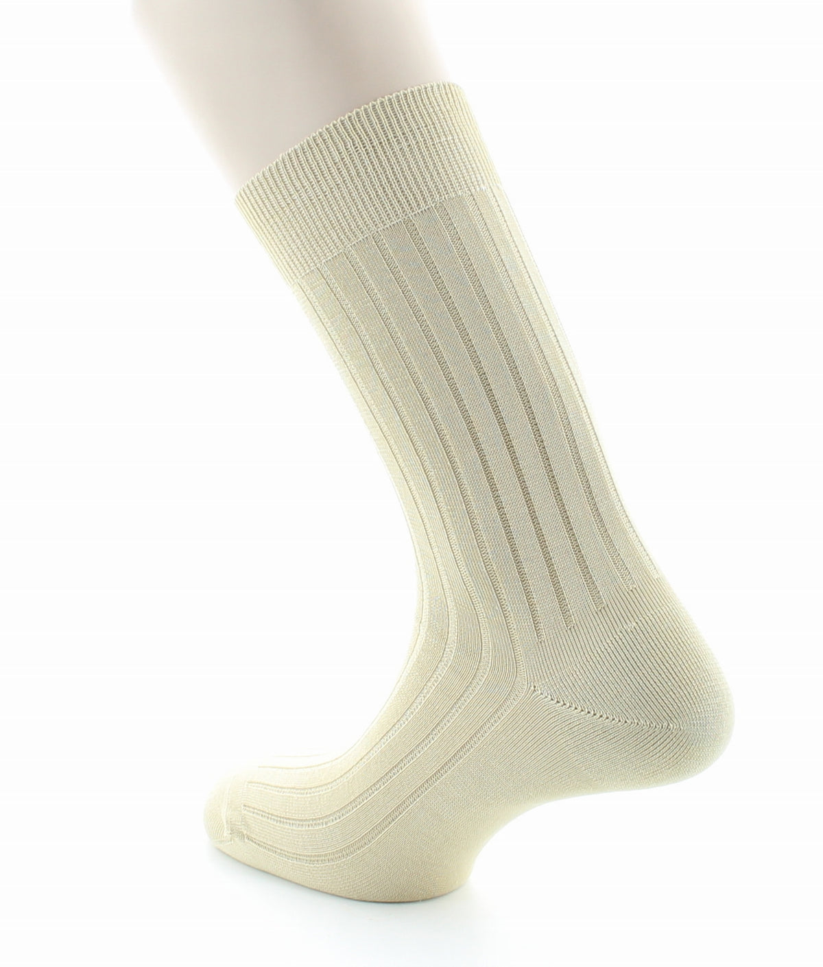 Chaussettes homme à côtes derby en pur coton fil d'Écosse SABLE