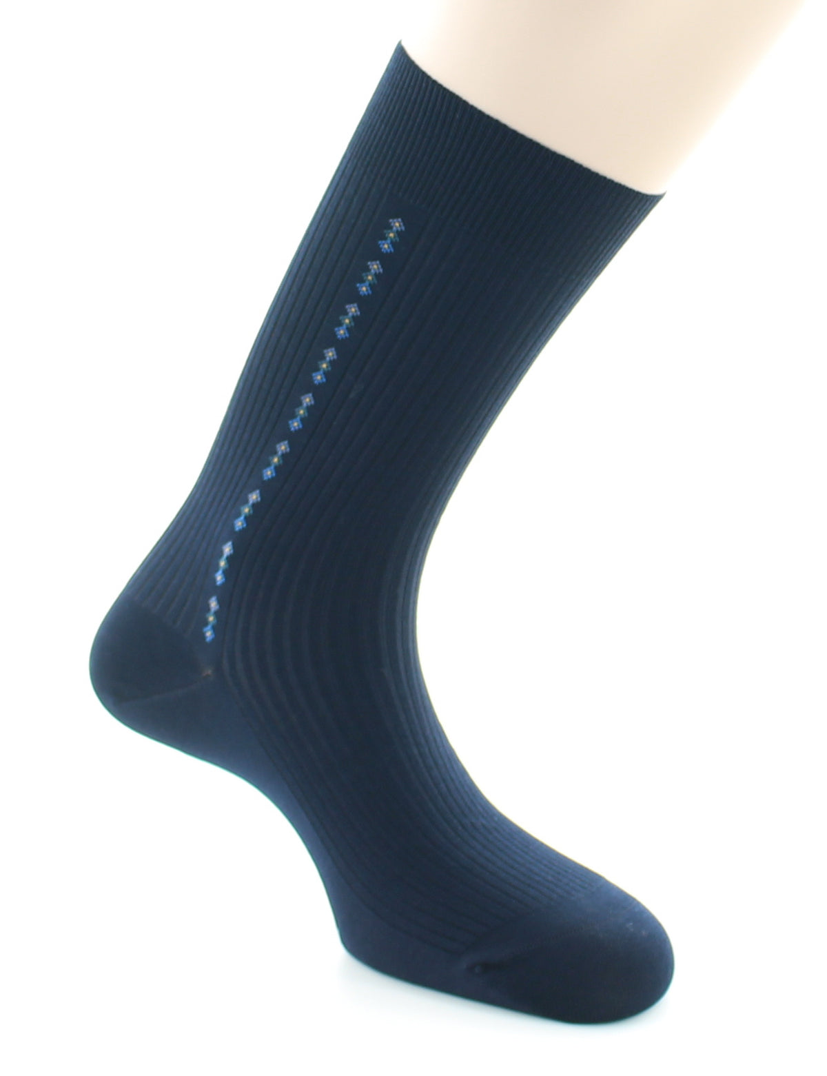 Chaussettes homme Confort Fantaisie Baguette en Coton fil d'Écosse MARINE