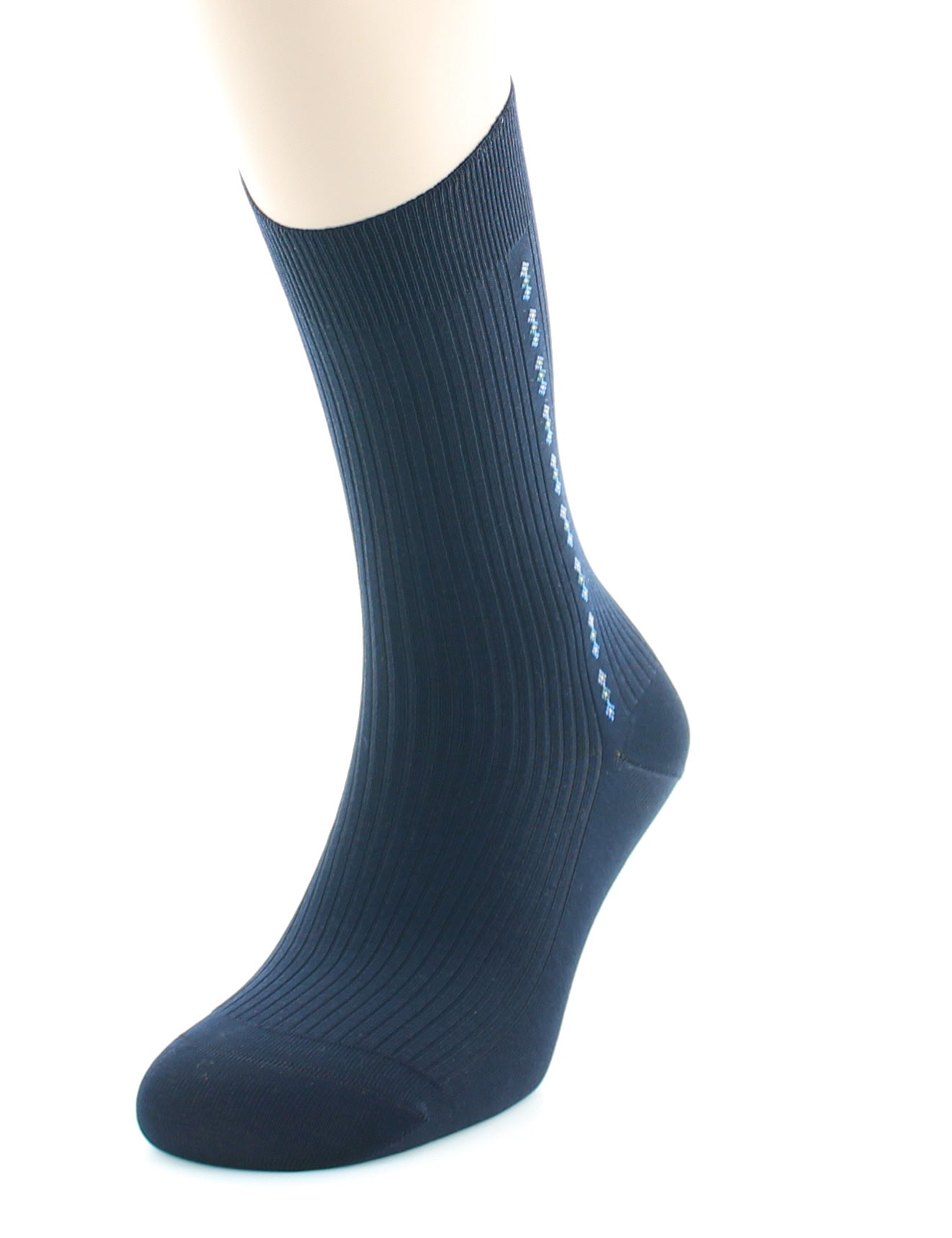 Chaussettes homme Confort Fantaisie Baguette en Coton fil d'Écosse MARINE