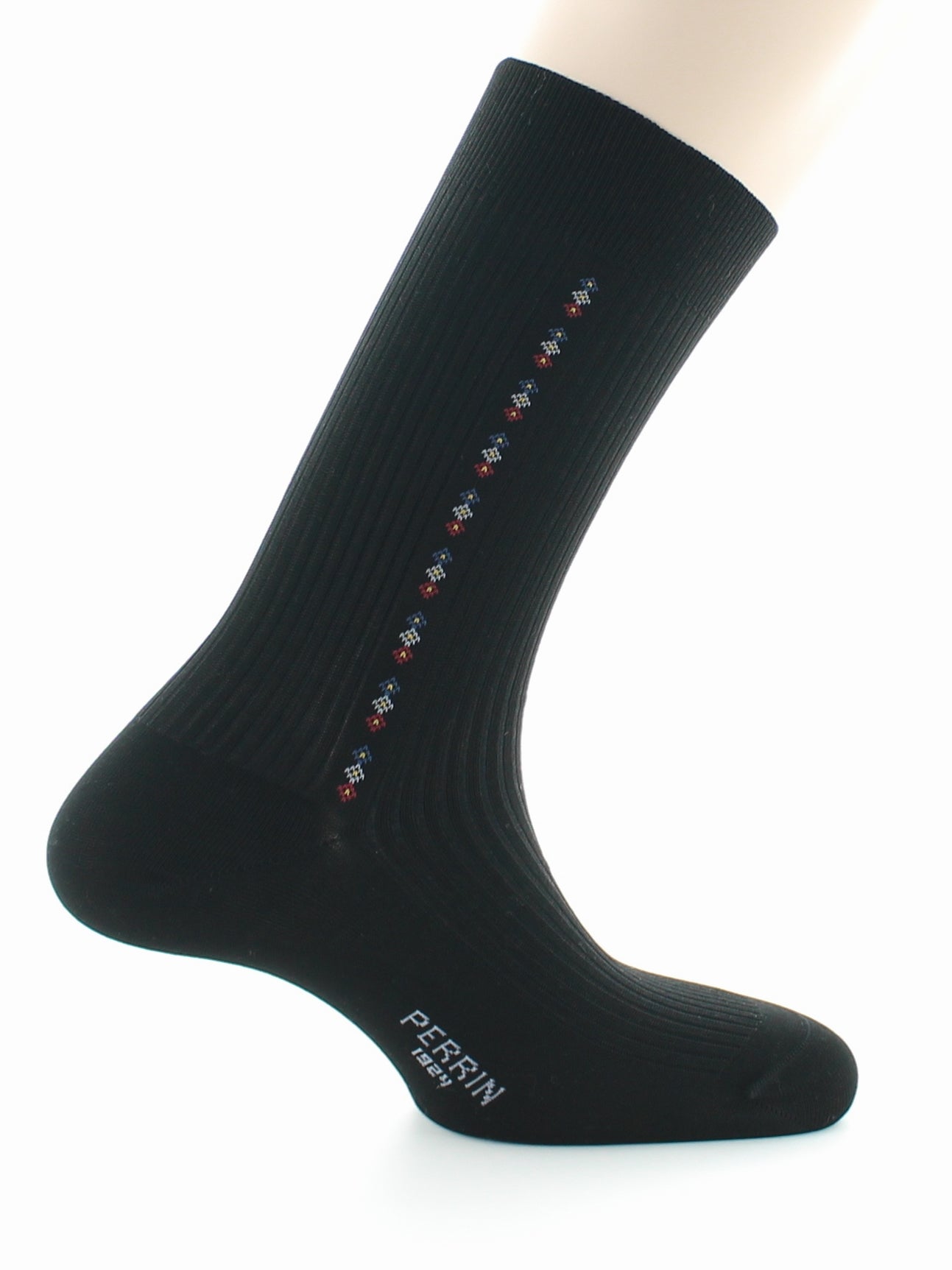 Chaussettes homme Confort Fantaisie Baguette en Coton fil d'Écosse NOIR