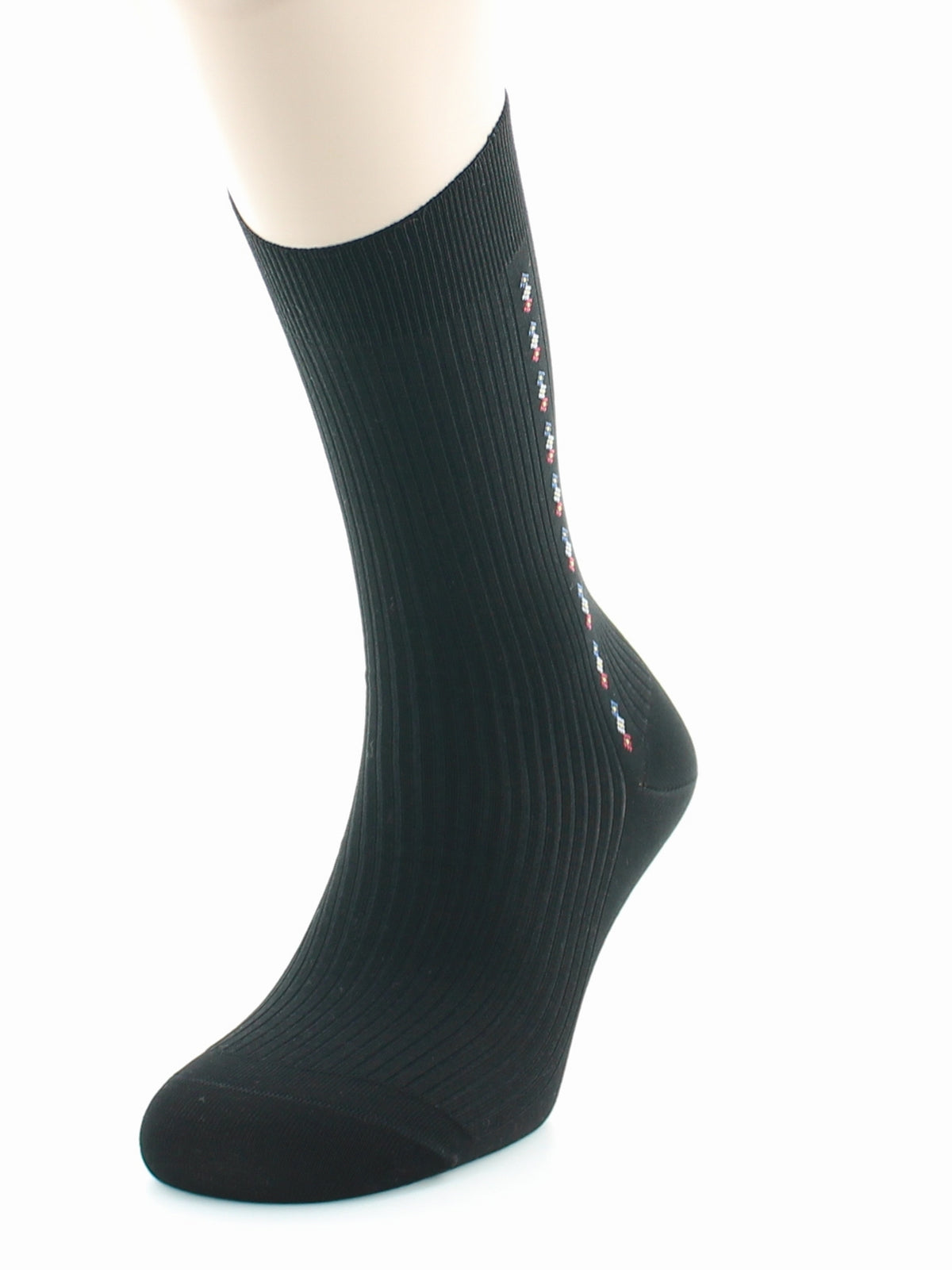 Chaussettes homme Confort Fantaisie Baguette en Coton fil d'Écosse NOIR