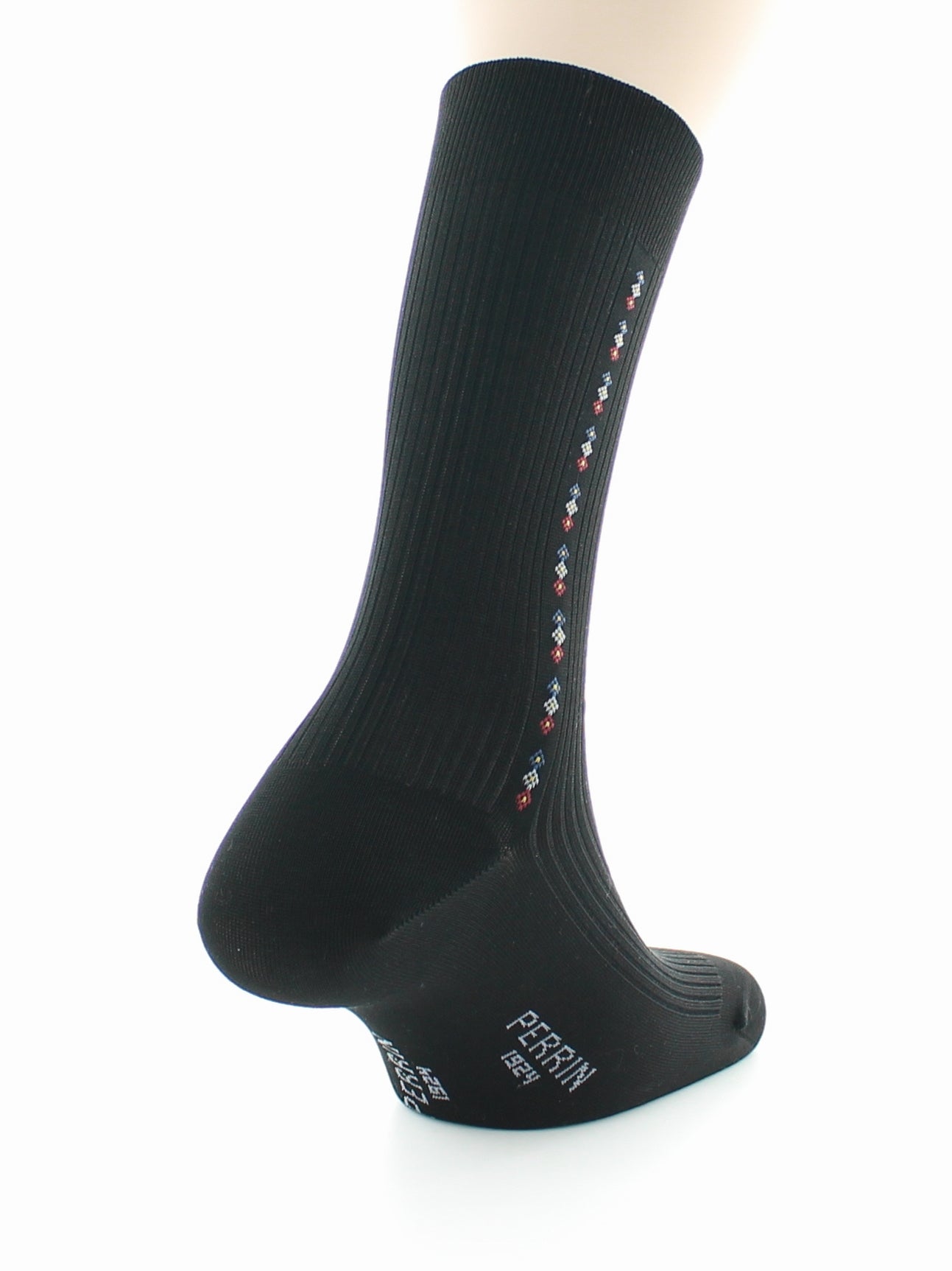 Chaussettes homme Confort Fantaisie Baguette en Coton fil d'Écosse NOIR