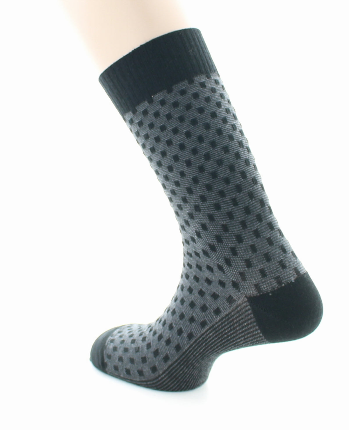Chaussettes homme Confort Plumetis en laine peignée NOIR-GRIS