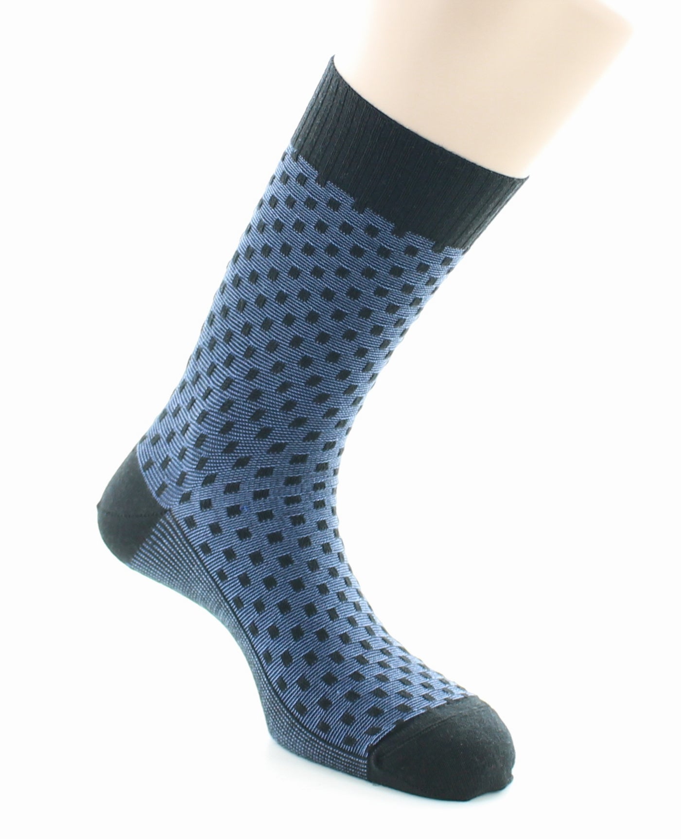 Chaussettes homme Confort Plumetis en laine peignée NOIR-JEAN