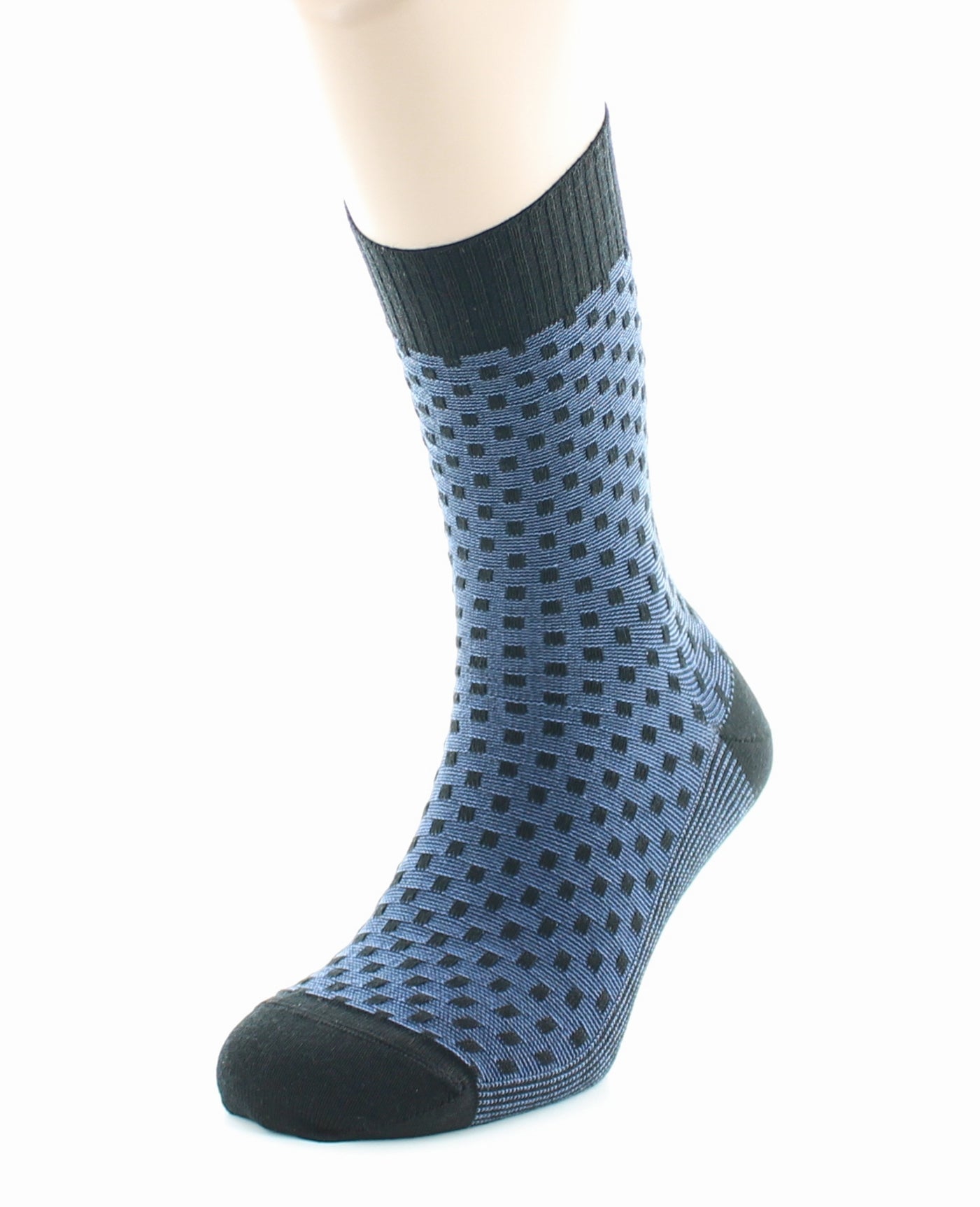 Chaussettes homme Confort Plumetis en laine peignée NOIR-JEAN