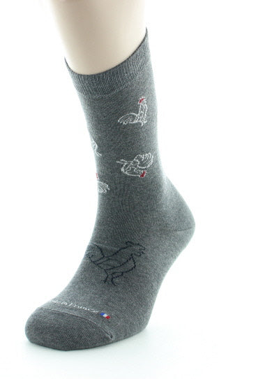 Chaussettes homme Coq en coton peigné GRIS