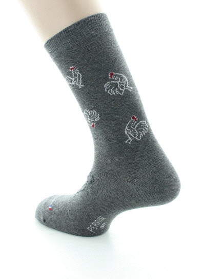 Chaussettes homme Coq en coton peigné GRIS