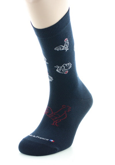 Chaussettes homme Coq en coton peigné MARINE