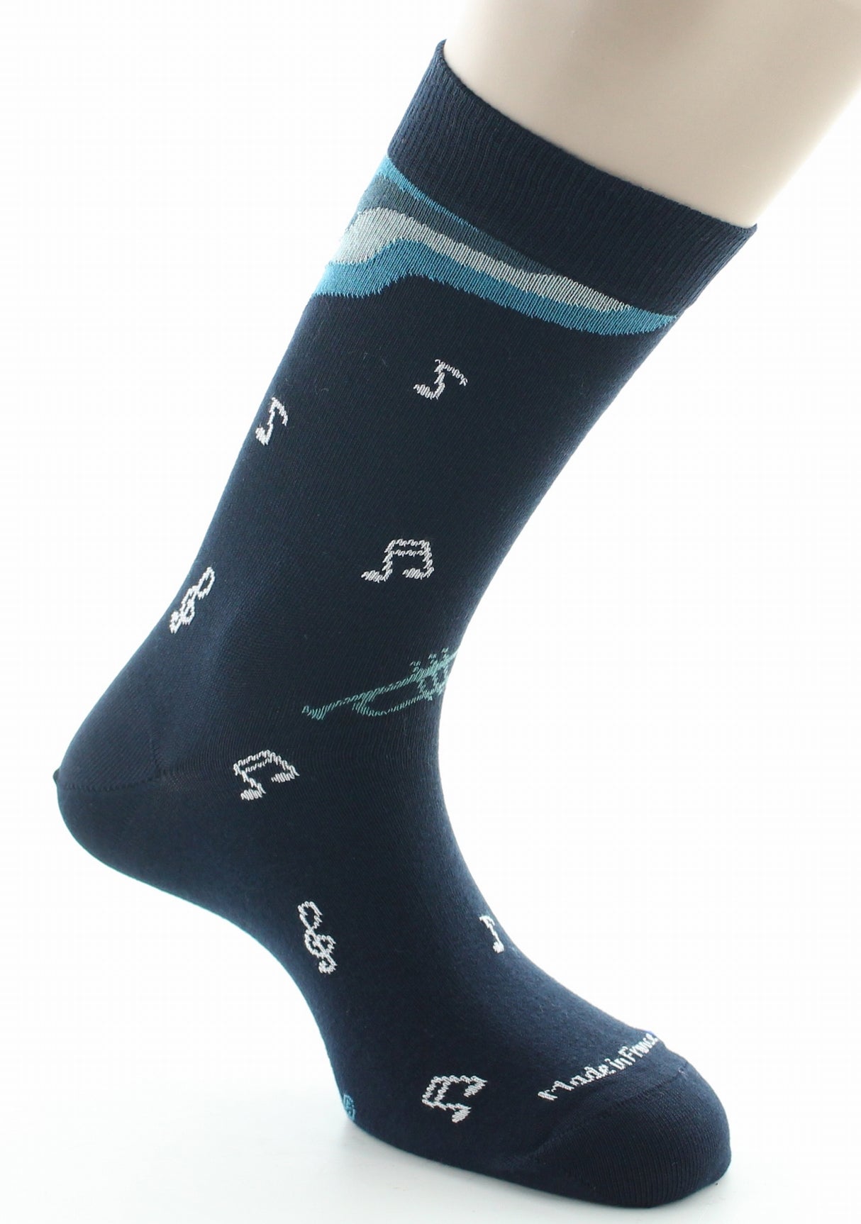 Chaussettes homme coton bio musique marine MARINE