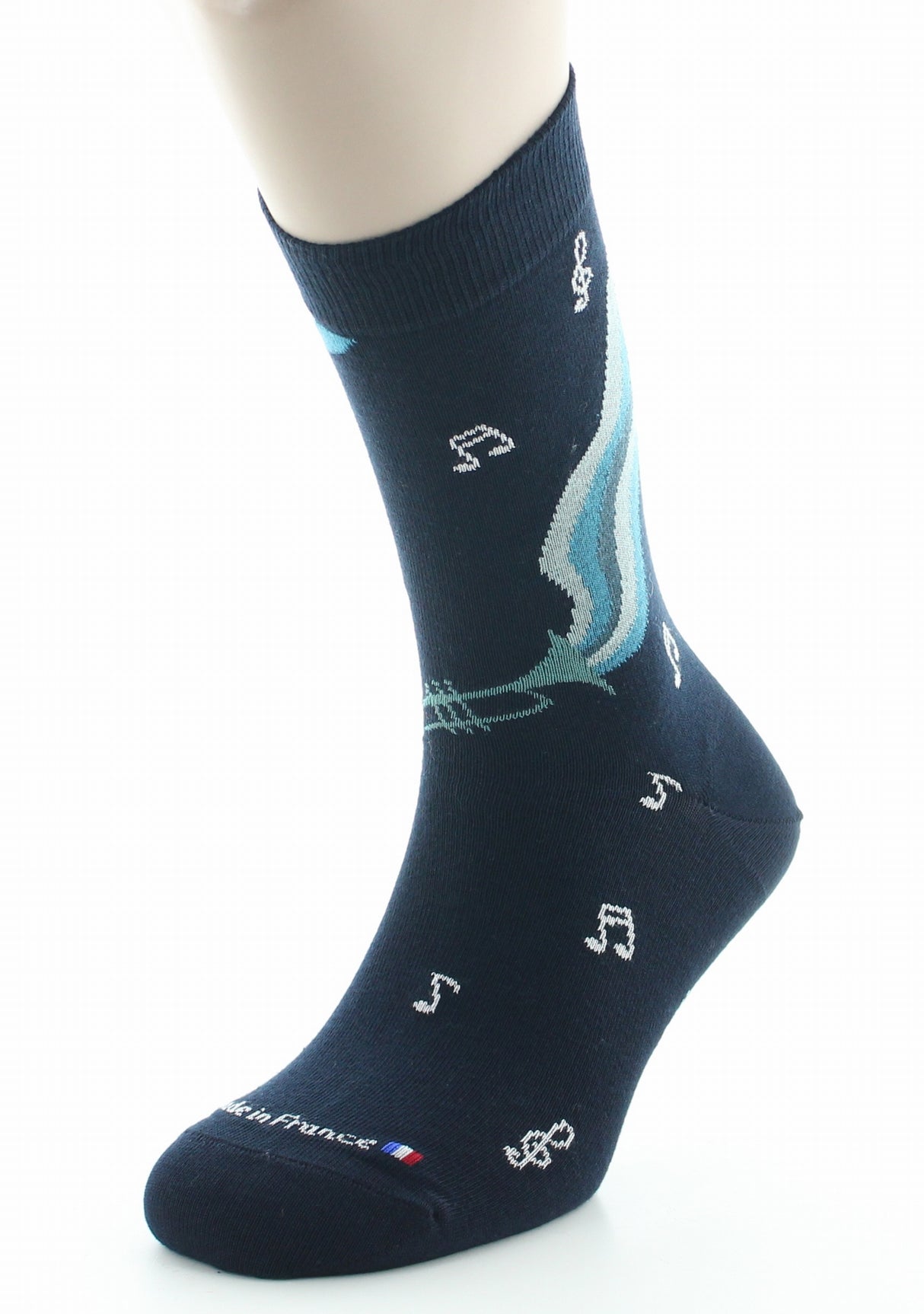Chaussettes homme coton bio musique marine MARINE