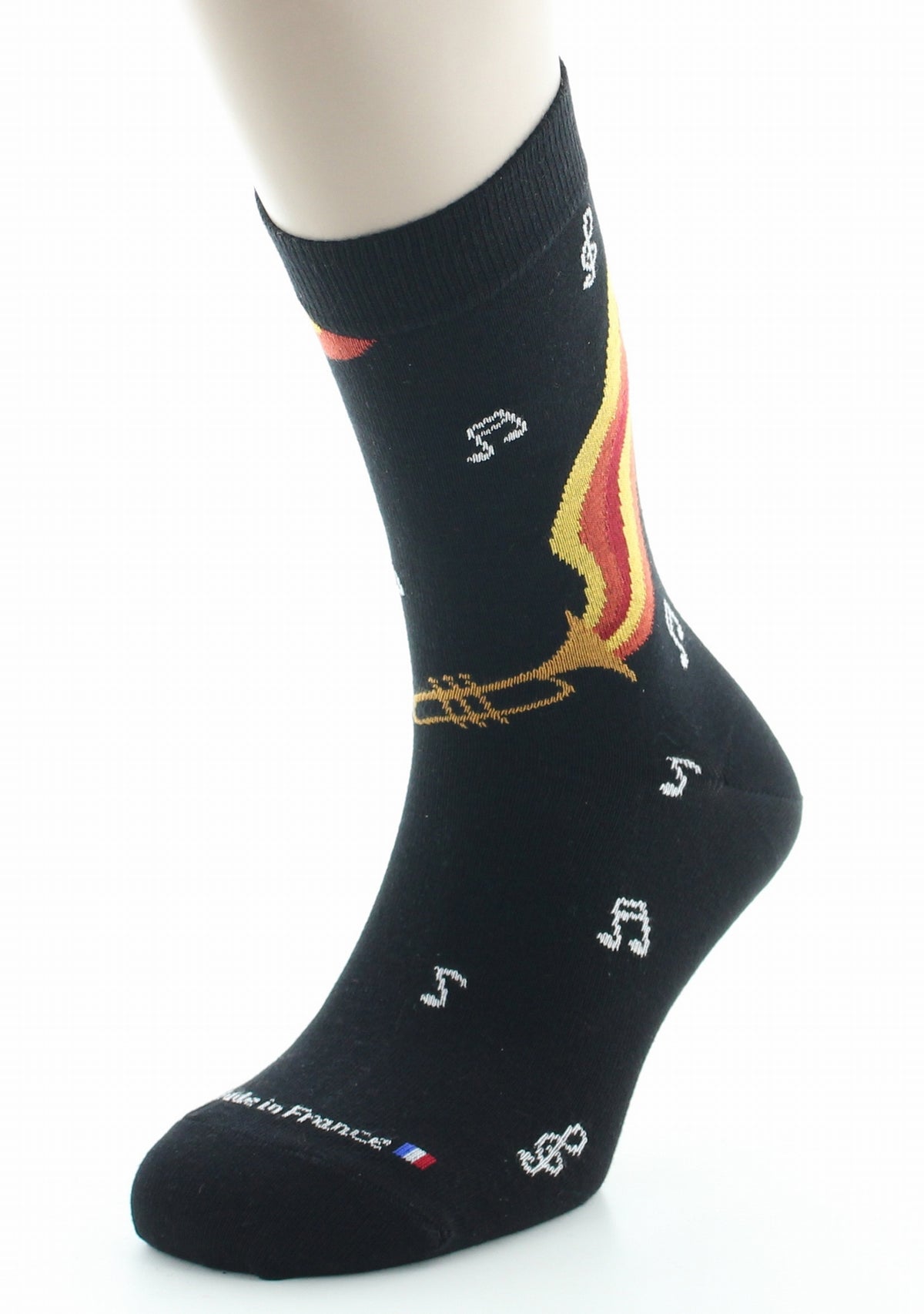 Chaussettes homme coton bio musique noir NOIR