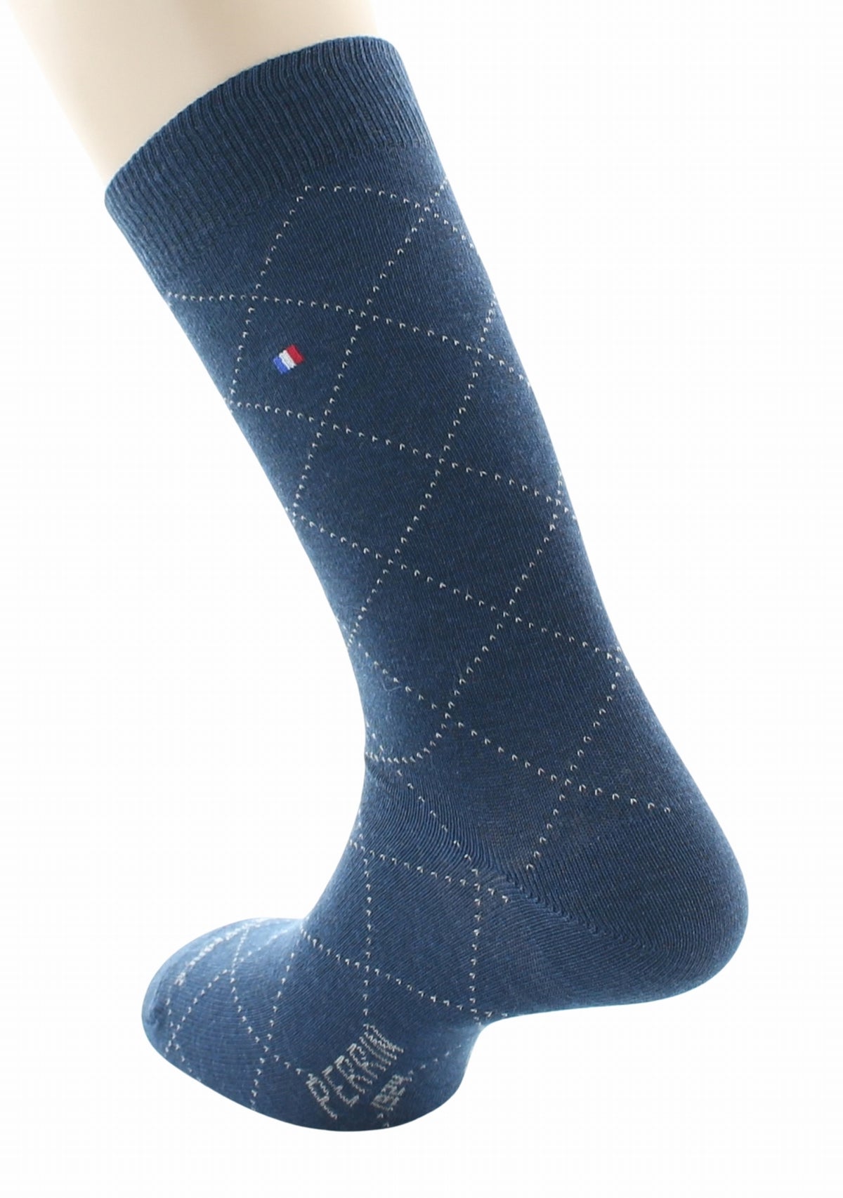 Chaussettes homme en coton à losanges Marine et Écru - Perrin 1924 MARINE