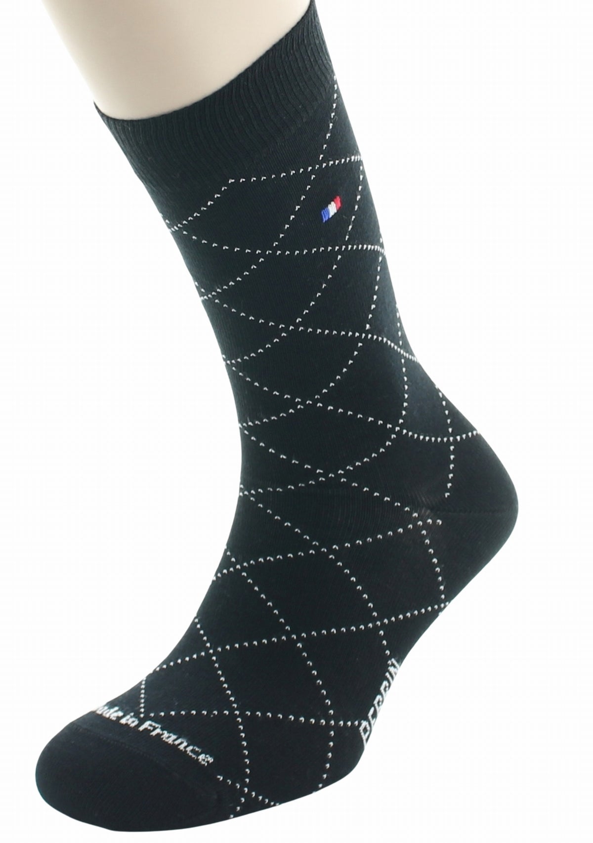 Chaussettes homme en coton à losanges Noir - Perrin 1924 NOIR