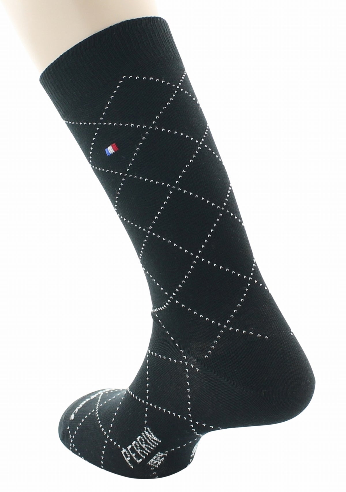 Chaussettes homme en coton à losanges Noir - Perrin 1924 NOIR
