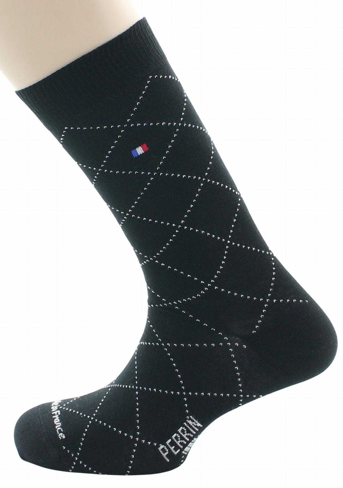 Chaussettes homme en coton à losanges Noir - Perrin 1924 NOIR