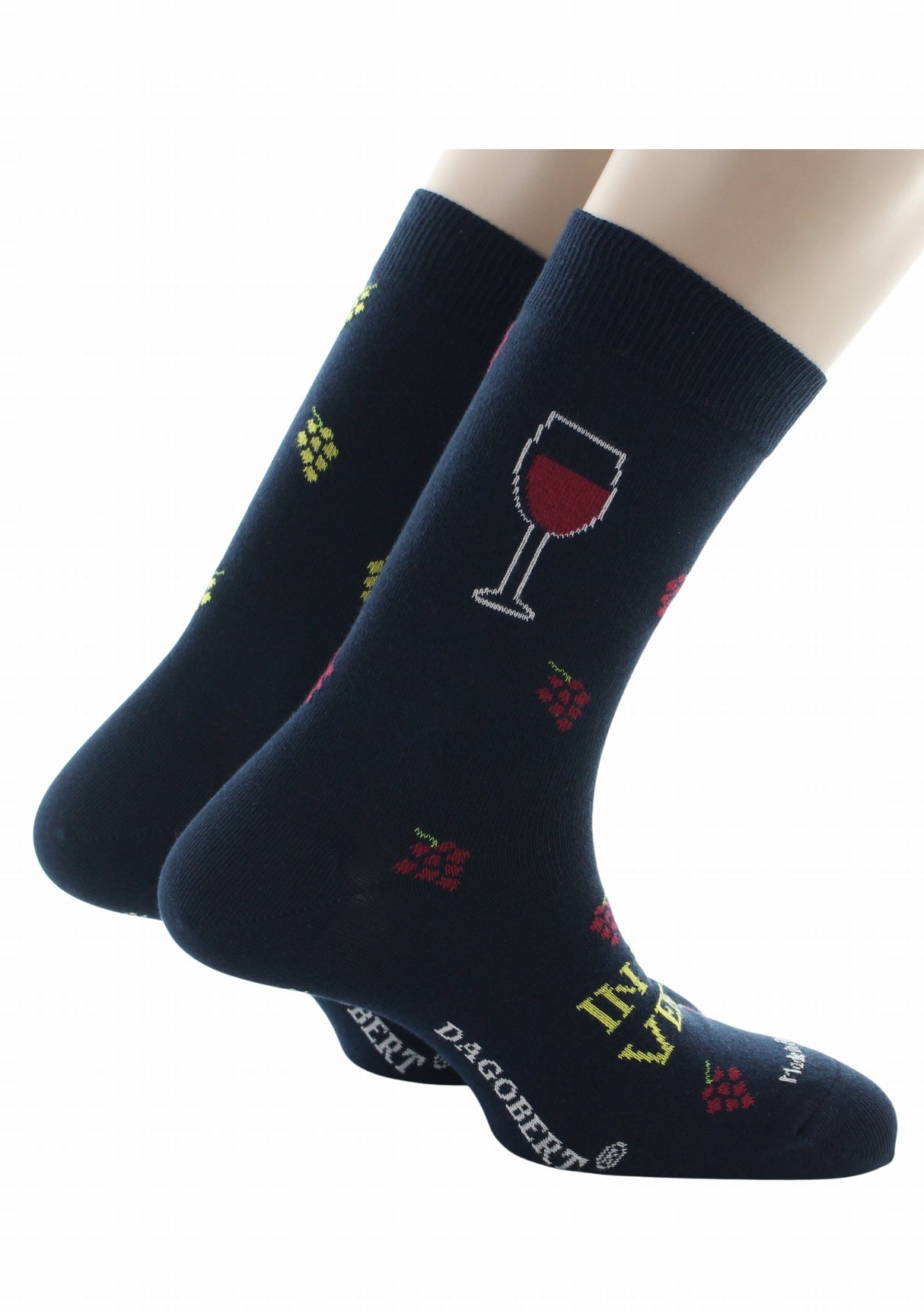 Chaussettes homme en coton Dagobert Vin "In Vino Veritas" MARINE