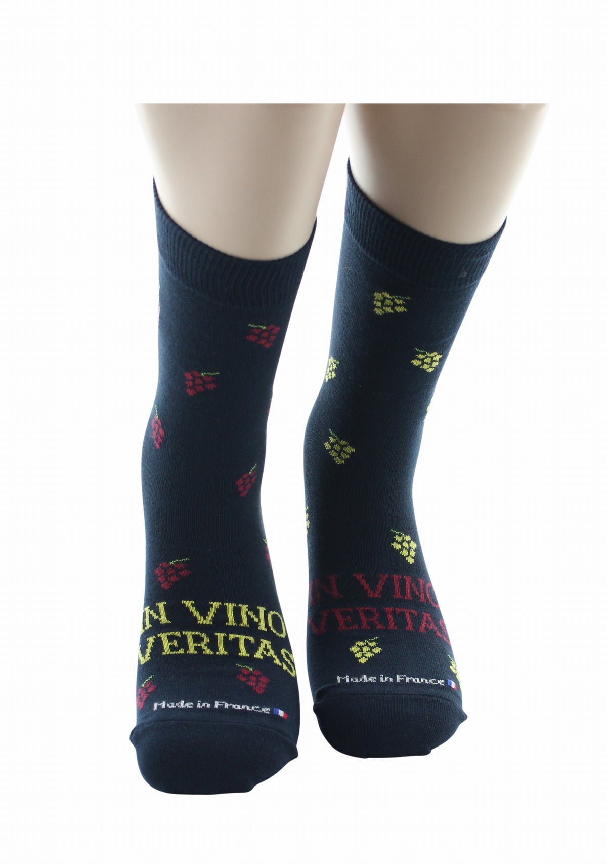 Chaussettes homme en coton Dagobert Vin "In Vino Veritas MARINE