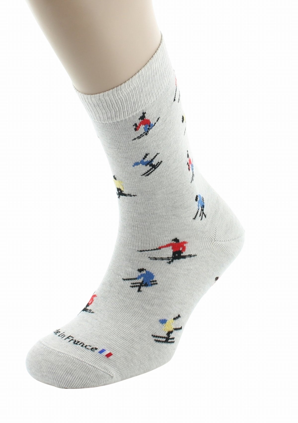 Chaussettes homme en coton motif Ski Gris GRIS CLAIR